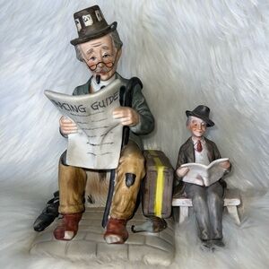 Vintage Figurines Old Man Reading